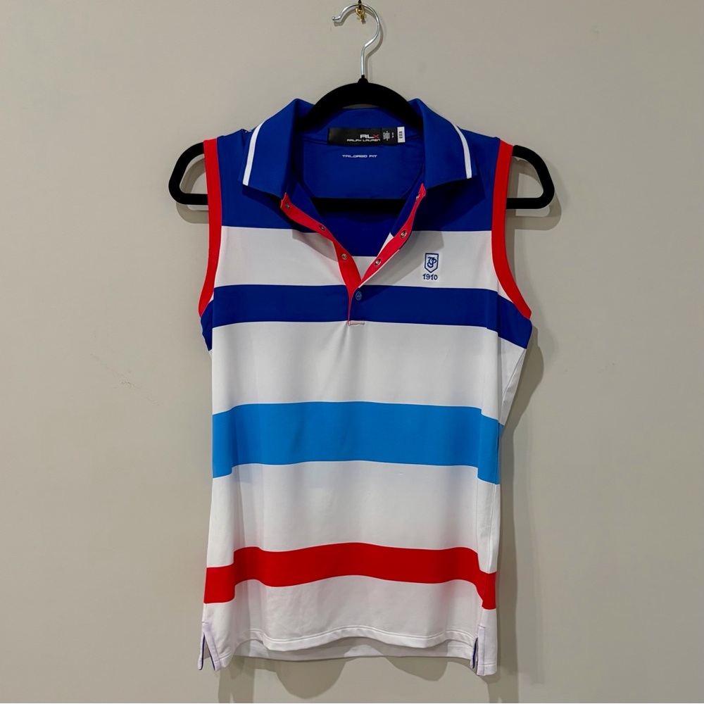 RLX‎ Ralph Lauren Sleeveless Polo Top Striped Blue Red White Size S